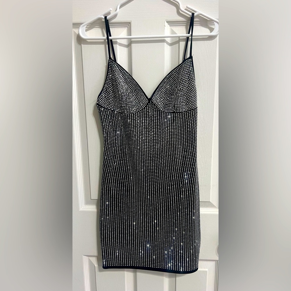 Black dress with silver Rhinestones
